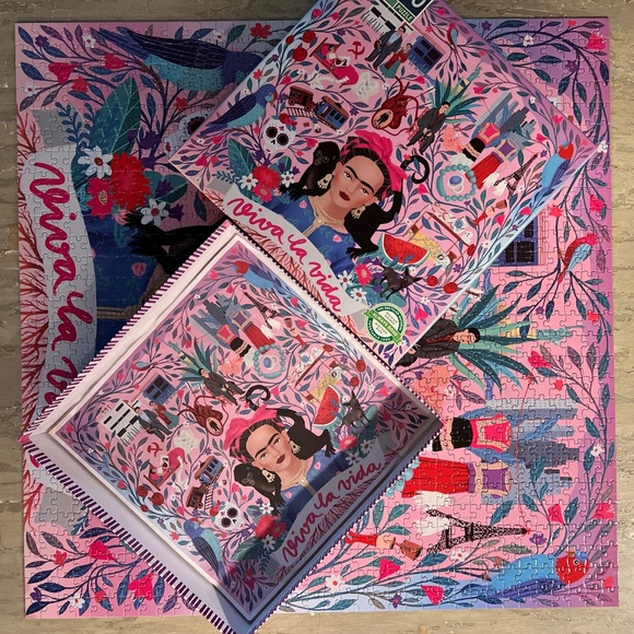 EUC [eeBoo] Viva La Vida Puzzle <1000 Piece & Love> Frida Kahlo Jigsaw + Poster - Picture 8 of 16
